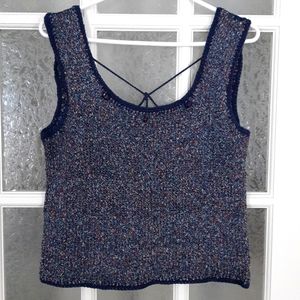 Unique Knit Tank Top in Navy Multicolor